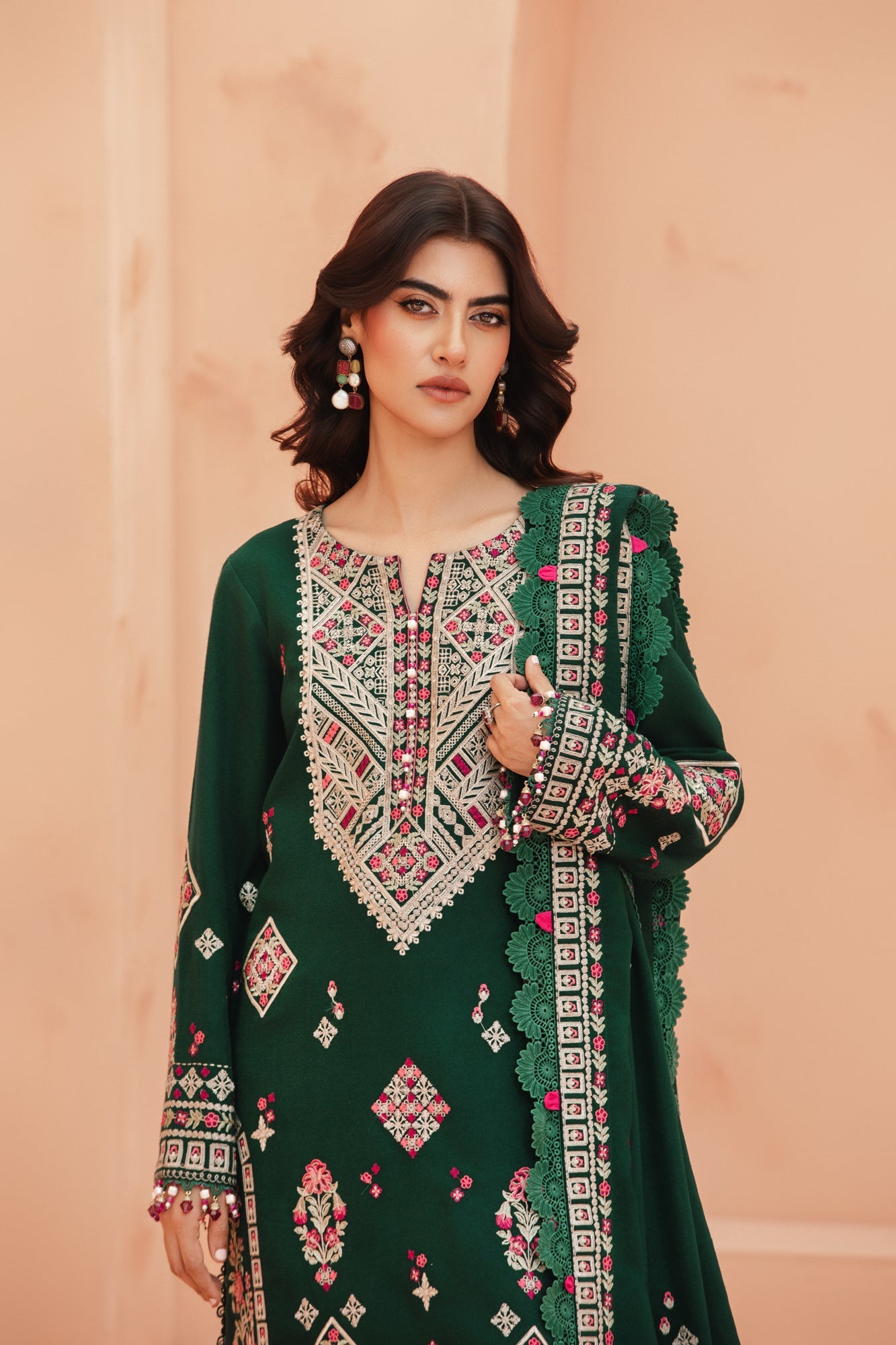 FRW25105 - Greenstone (Dark Green)– Signature Peach Leather 3-Piece Suit